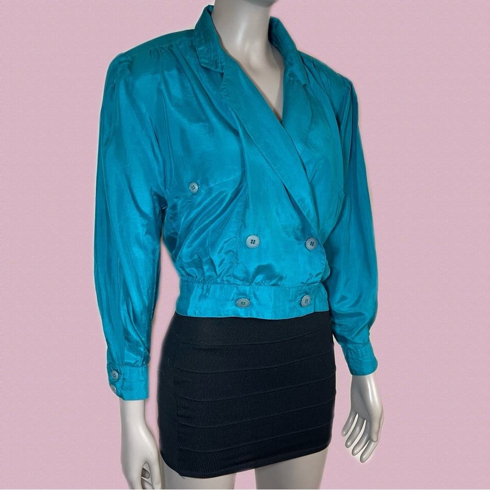 80s Vintage Cropped Silk Jacket